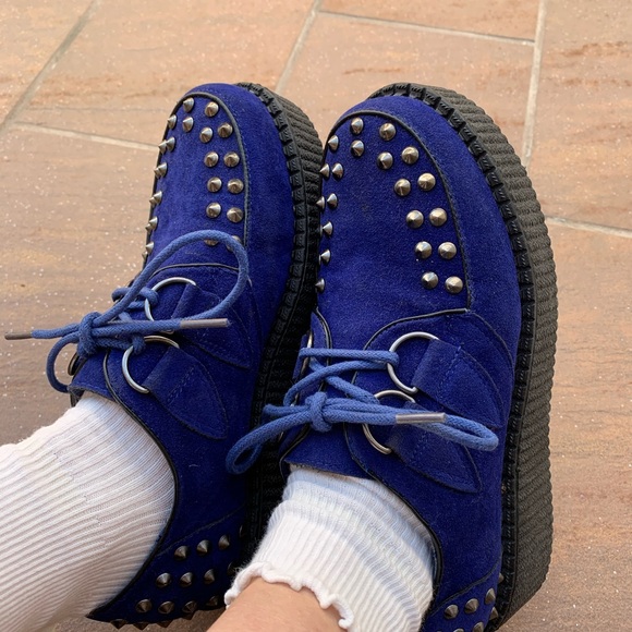 Royal Blue Studded Creepers - Picture 2 of 7